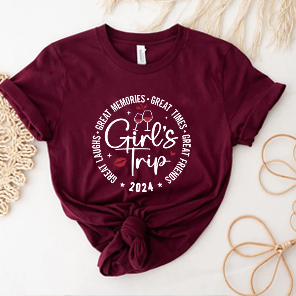 Girl’s Trip 2024 T-Shirt Great Times Great Memories Shirt Girls Vacation Tshirt Summer Women Clothes Girls Weekend Gifts