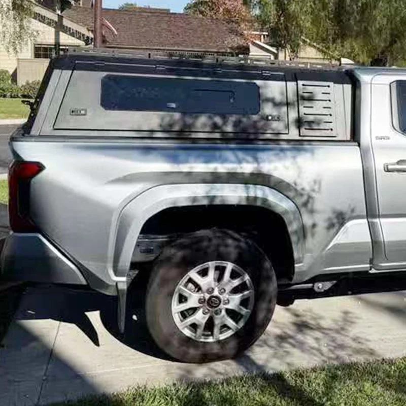 

Fits 2024 Toyota Tacoma 6ft Extended Cab Aluminum Split 3-Door High Bed Cover