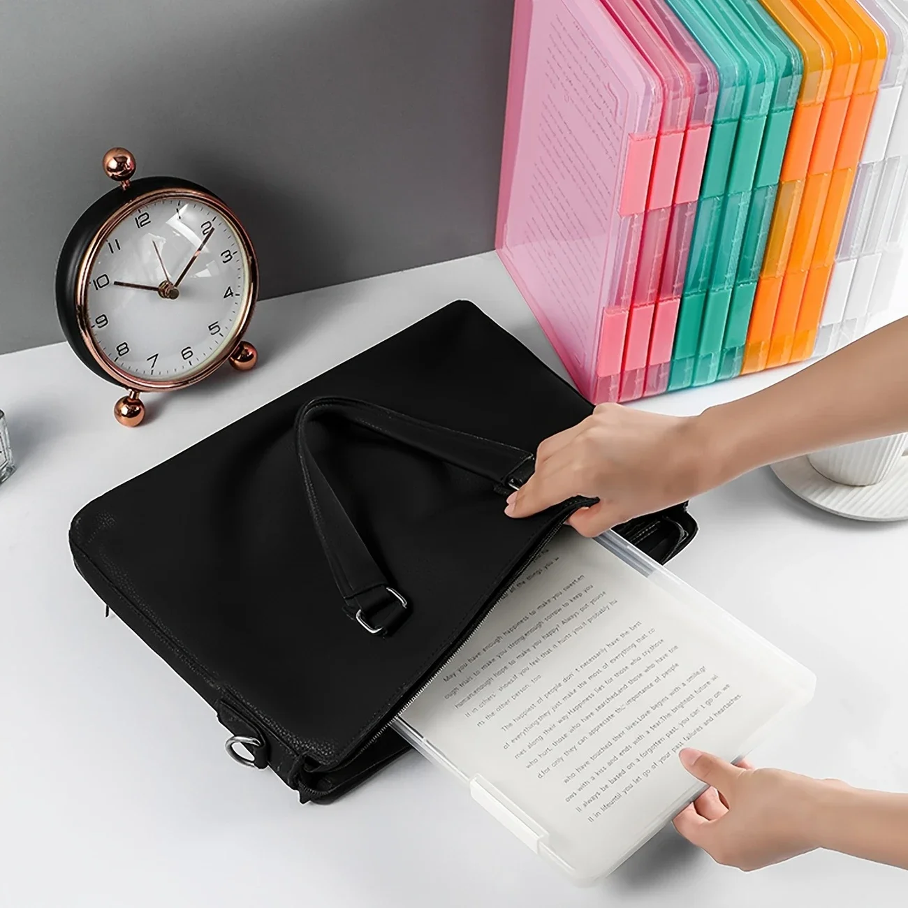 1pc Multi-layer Portable File Box, Portable Transparent File Box, A4 ...