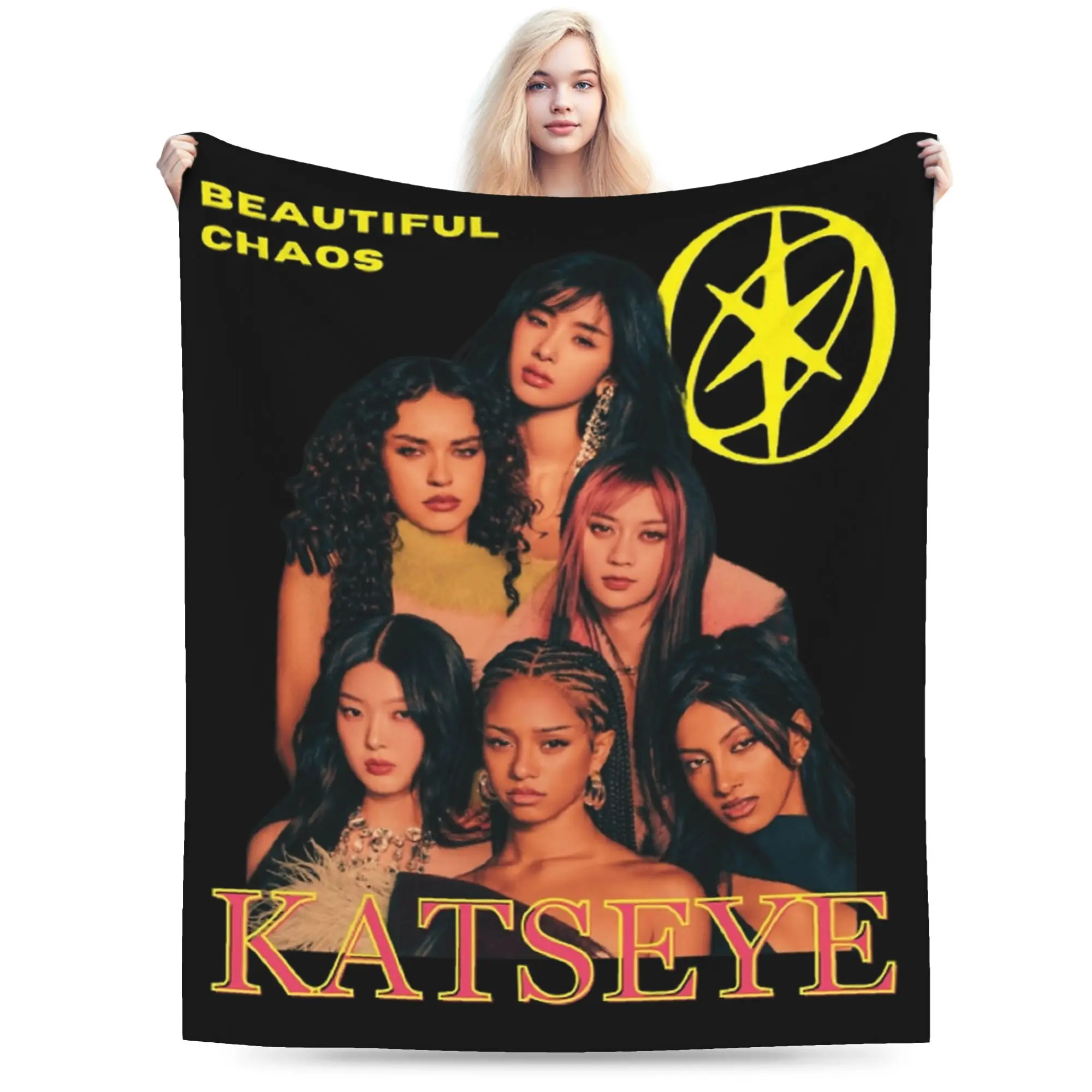 Katseye Beautiful Chaos Kpop Blankets Coral Fleece Plush All Season  Breathable Soft Throw Blanket for Bedding Car Bedspread