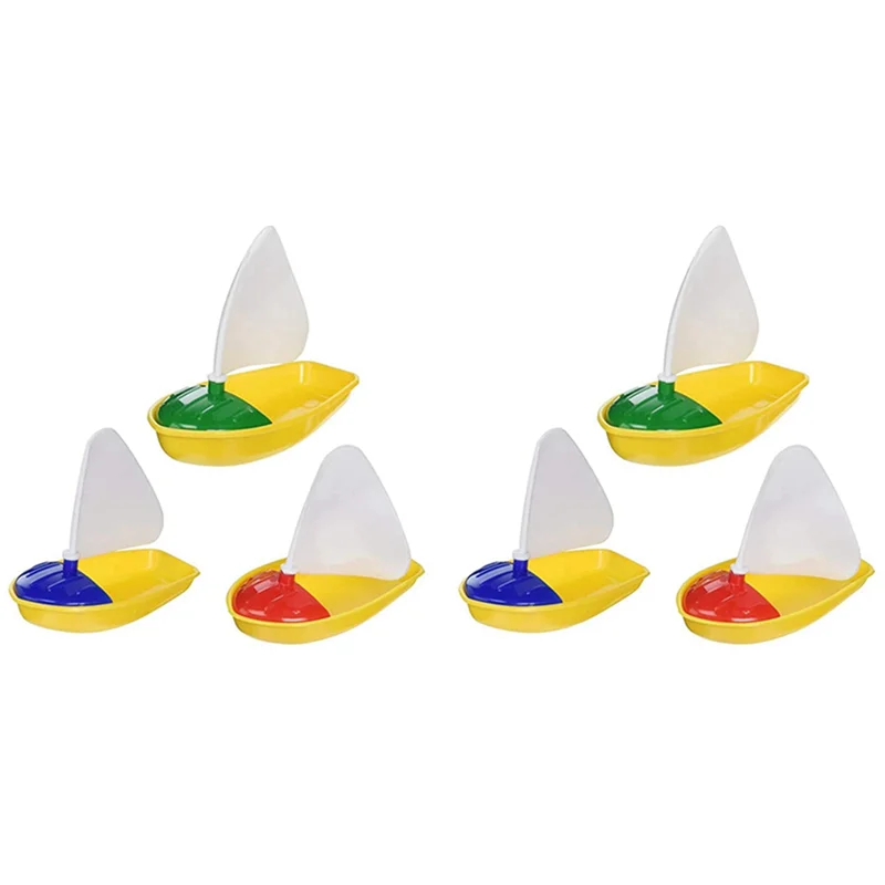 A63T-6Pcs Bath Boat Plastic Sailboats Bathtub Sailing Boat For Kids (Multicolor Small+Middle+Large Size)