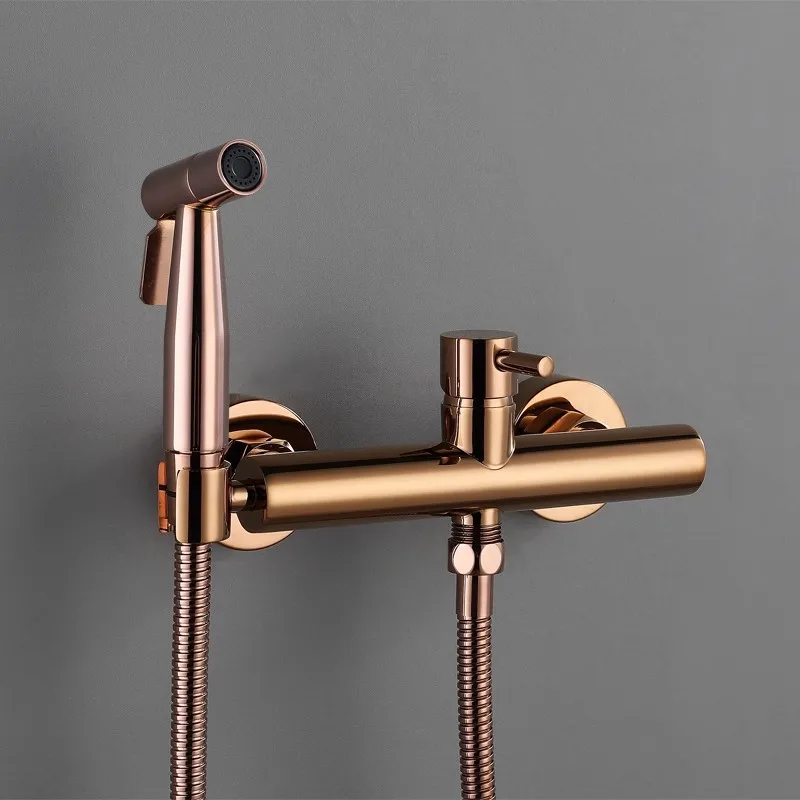 

Rose Gold Toilet Bidet Faucet Hot and Cold Black Toilet Sprayer Kit Brass Hand-Held Grey Toilet Faucet Sprayer Shower Head
