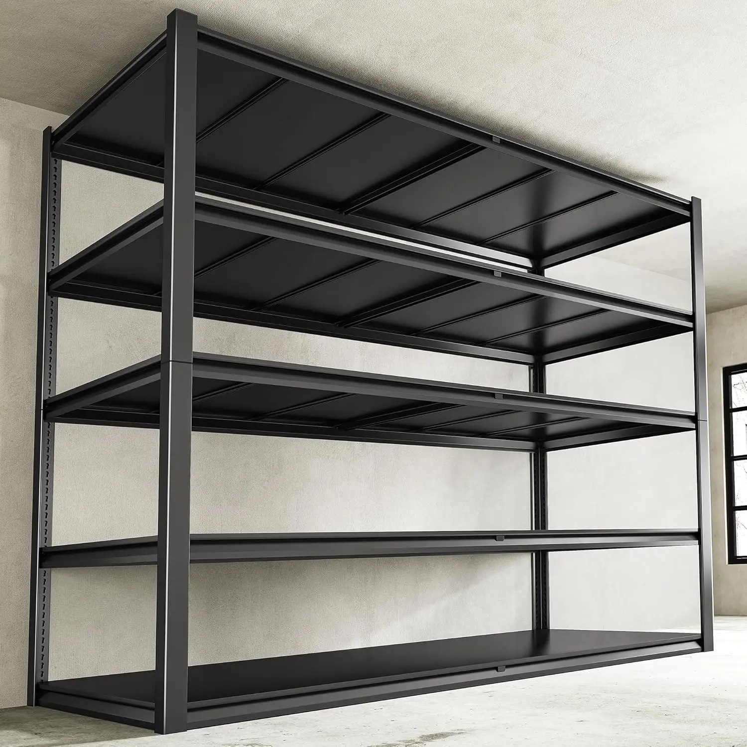 

H Garage Shelving, 55" W Storage Shelves 3000LBS Heavy Duty Shelving 5 Tier Adjustable Metal Shelving Unit for Storage Rack Gara