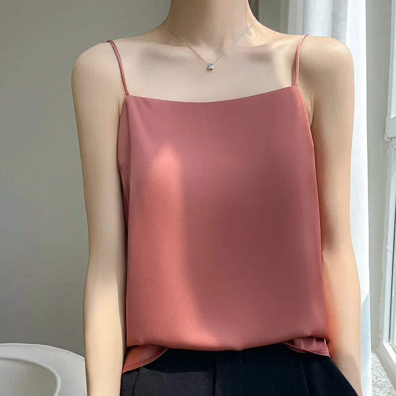 Damskie codzienne topy na ramiączkach, gładkie bluzki na wiosnę i lato, seksowne topy do noszenia pod spód, eleganckie bluzki do biura, modne koreańskie topy na ramiączkach 2026.