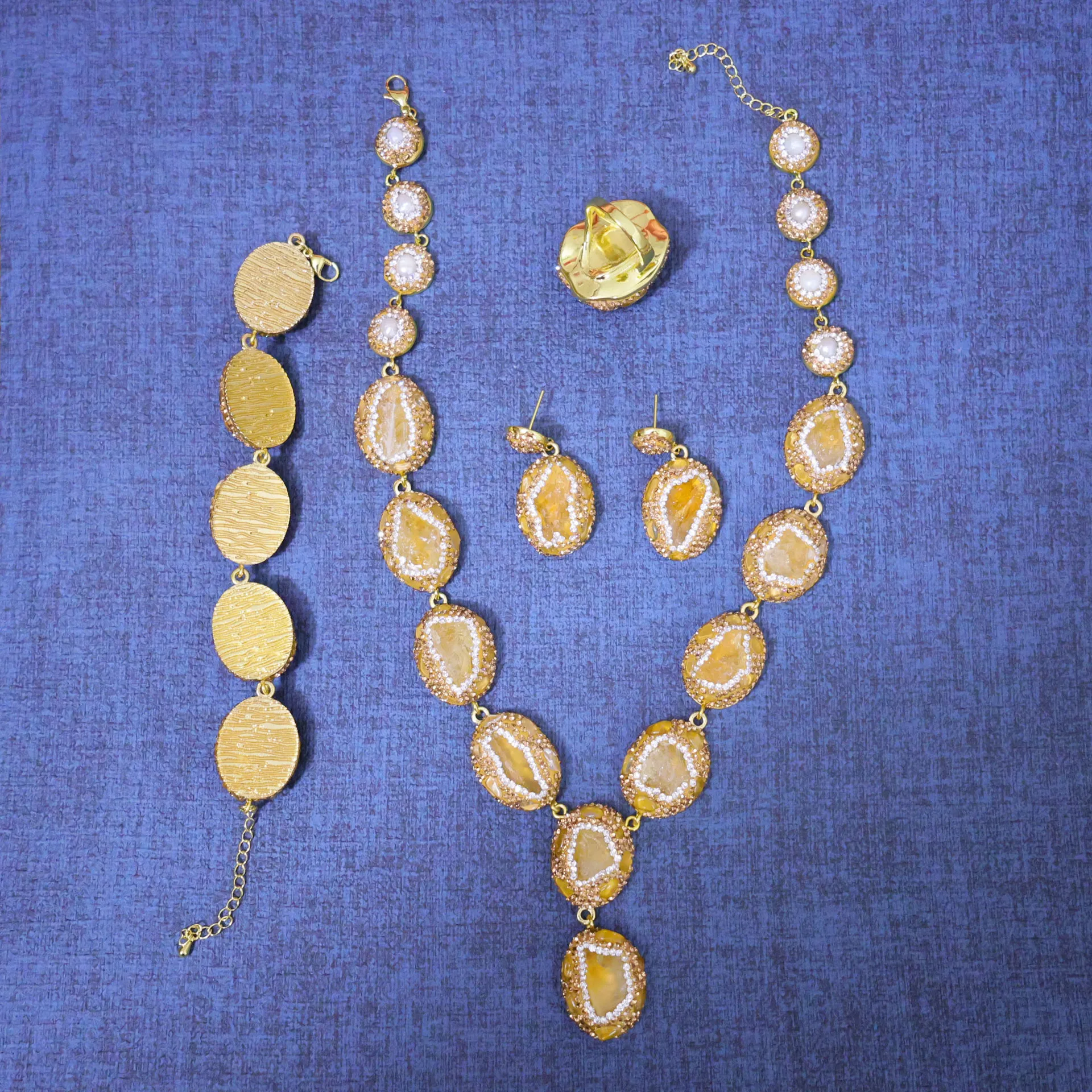 New natural amethyst baroque pearl set, natural stone European and American popular jewelry high-end accessories