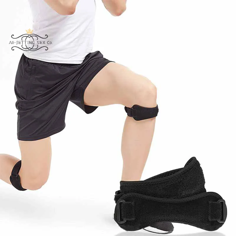 1pc Adjustable Patella Knee Tendon Strap Knee Pad Support Professional Protector Pad Black Knee Pads Belted Sports Knee Brace