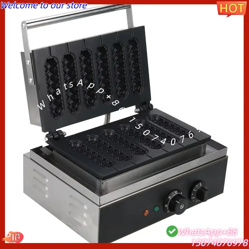 2026 Commercial Snack Food Factory Six Parts 6 Long Stick Hot Dog Machine Professional Electric Muffin Waffle Maker Iron