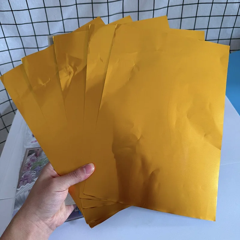 

2 Packs A4 Thickened Aluminum Foil Paper 70 Micron Gold Foil Paper for Art Painting Engraving Paper Hand-Embossed Tin Foil Paper