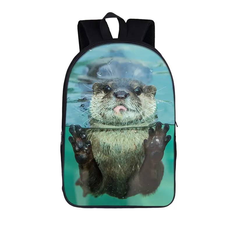 Funny Sea Otters Backpack Kawaii Women Shoulder Bag for Travel Children School Bags Men Laptop Backpacks Kids Daypack Bookbag