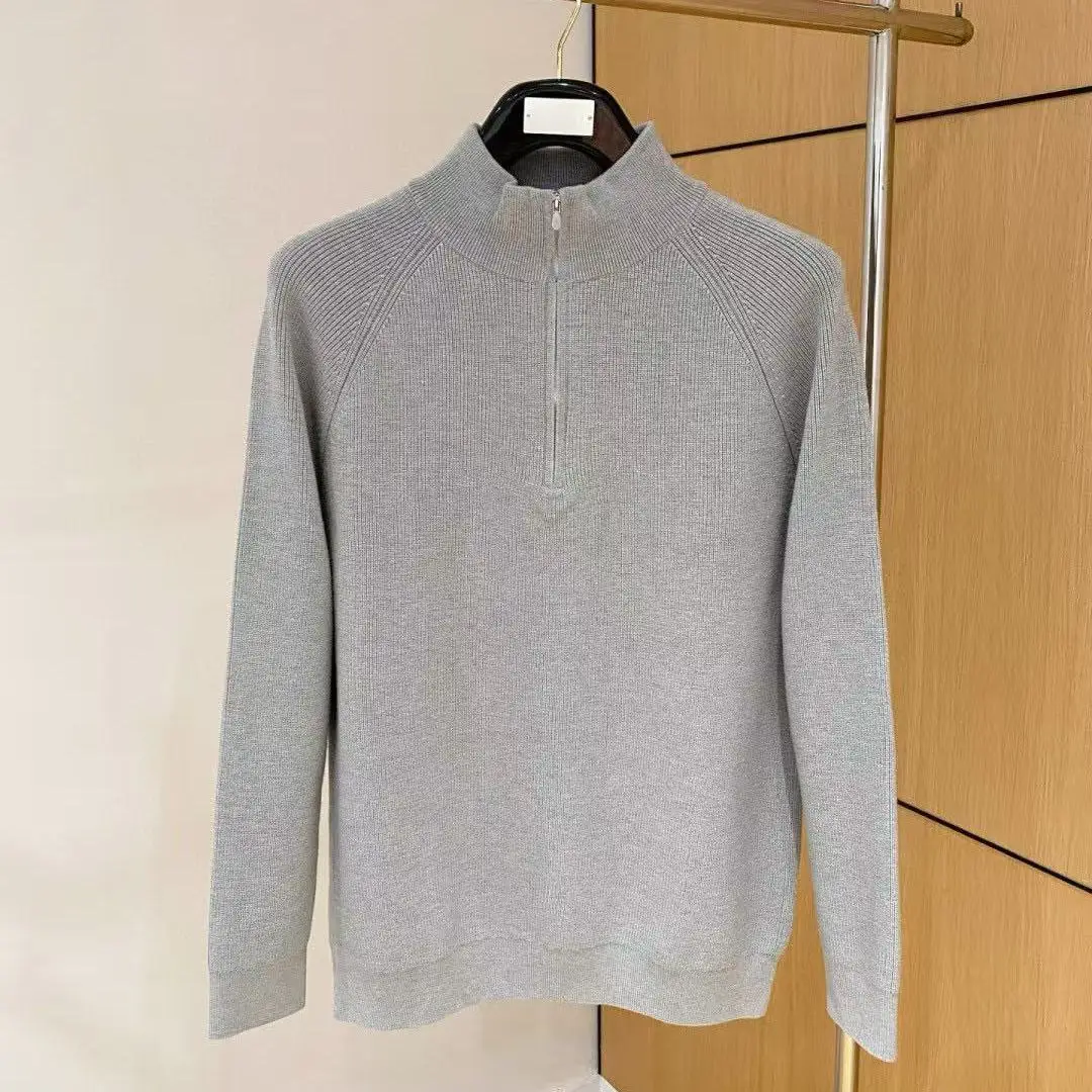 BC Italian new fashion old money style casual stand-up neck zipper knitted sweater long-sleeved sweater