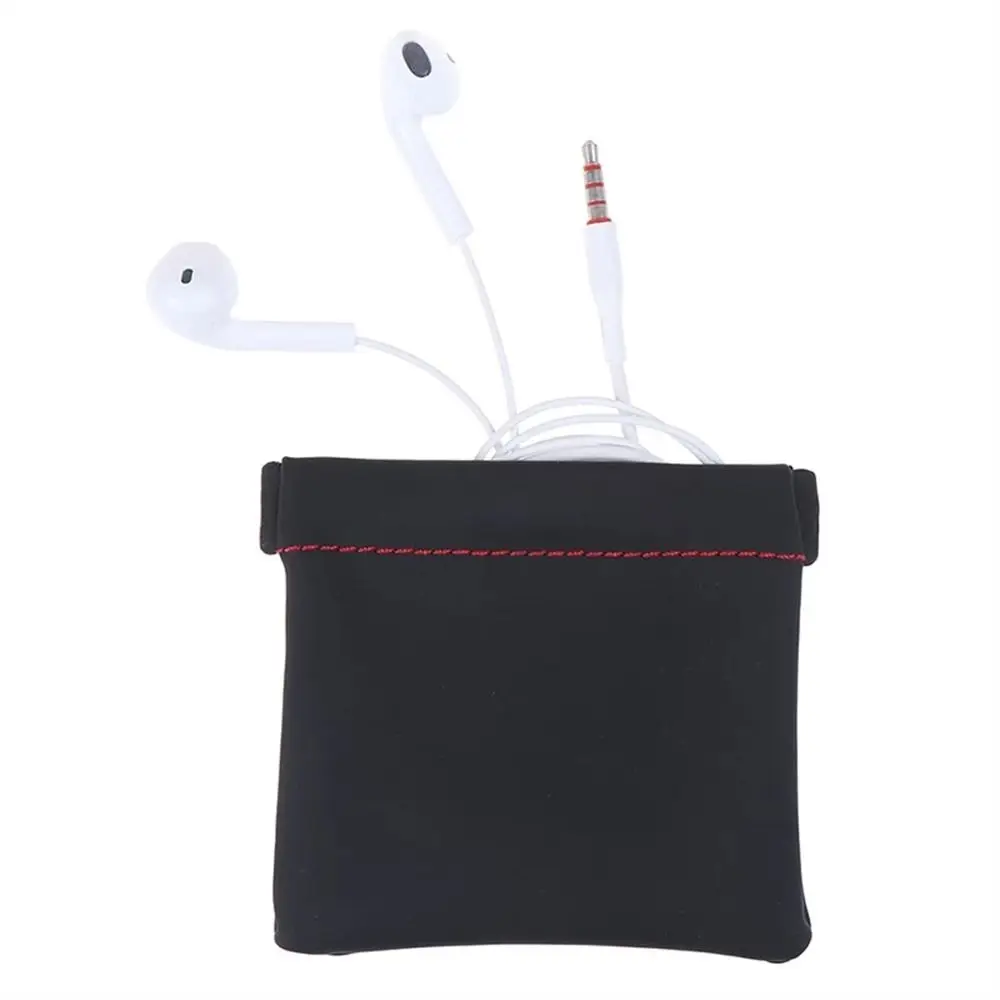 Electronics Automatic Closing For Cable Coin Purse Black Headphone Case Earbuds Pouch USB Cable Organizer Earphone Storage Bag