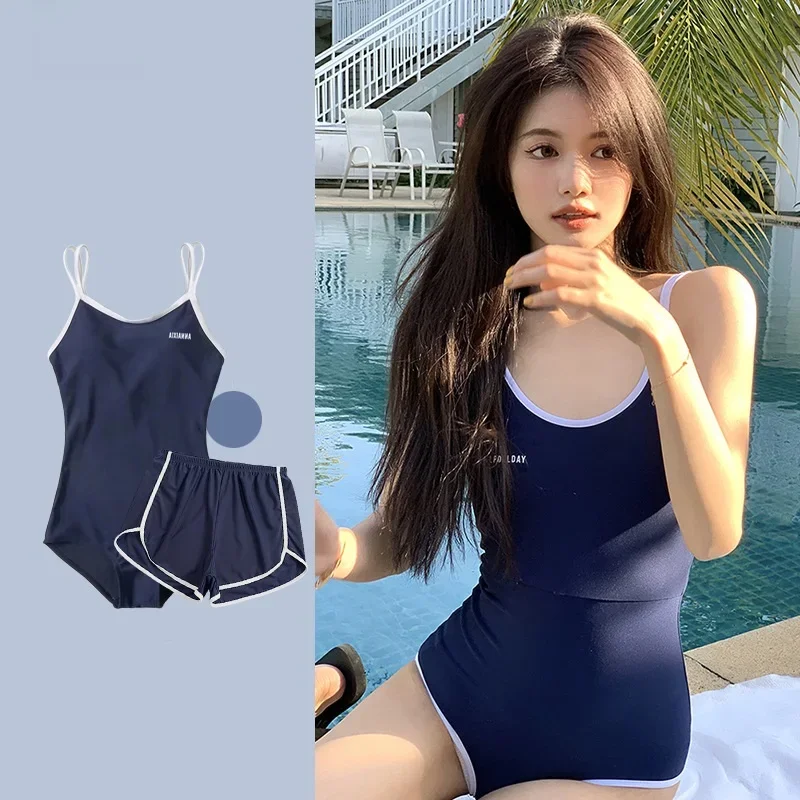 

2024 New Japanese Style Swimwear Two Piece Swimsuit Set Sexy Covering Belly Slim Conservative Hot Spring Small Breast Beachwear