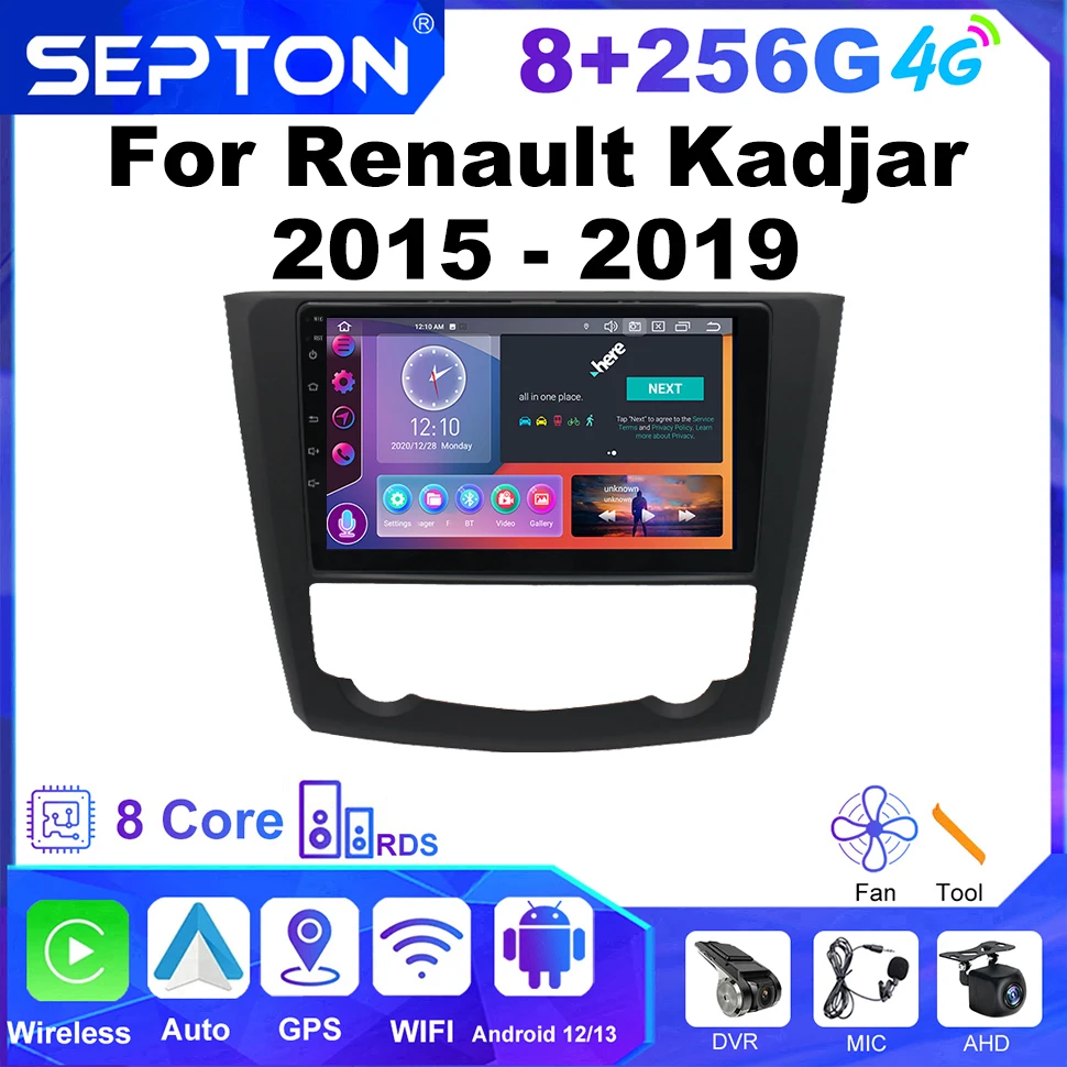 

SEPTON CarPlay Car Radio for Renault Kadjar 2015 - 2019 Android Auto 8core 4G GPS Automotive Multimedia Car Intelligent Systems