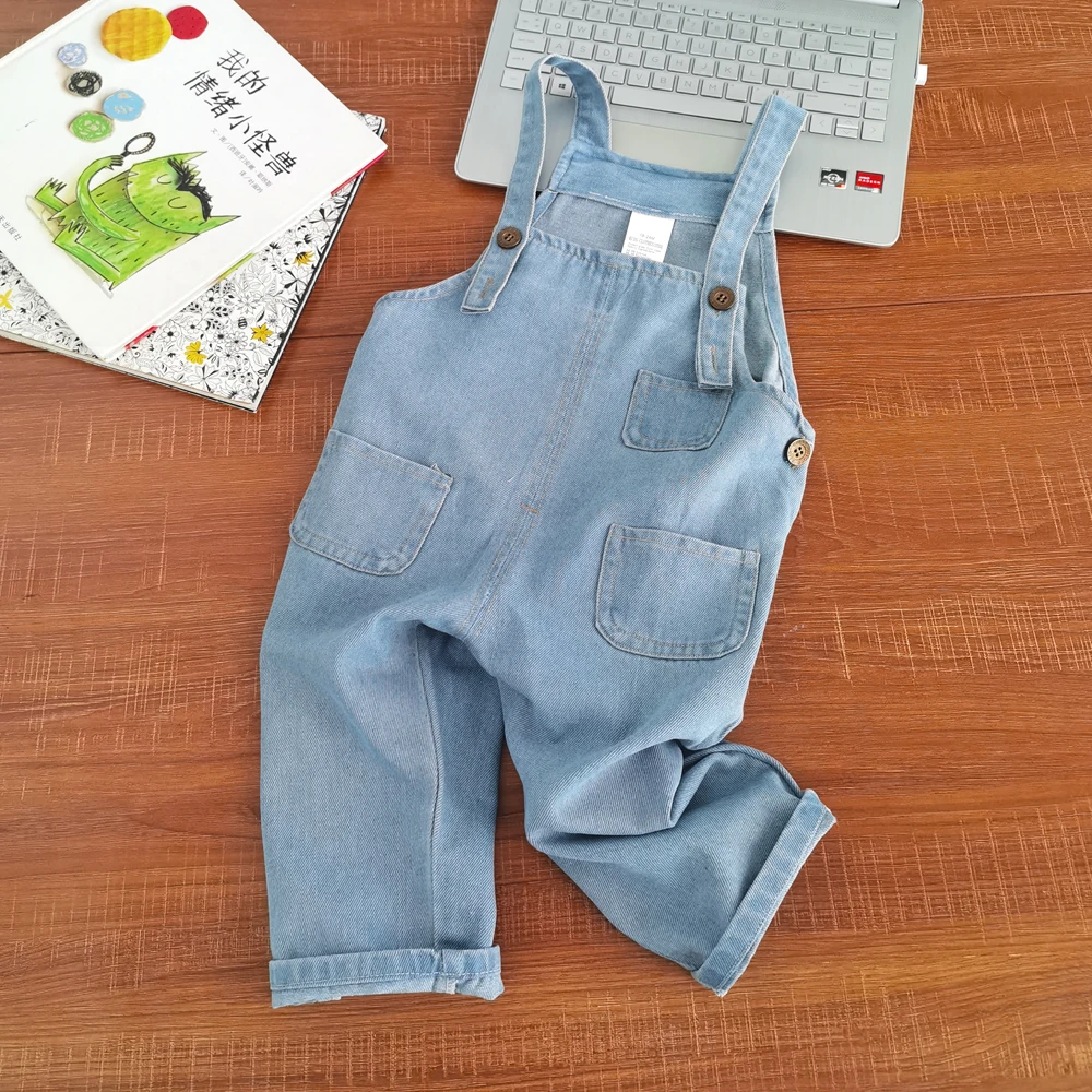 IENENS Toddler Overalls Washed Denim Pants For Kids 1 2 3 4 Years Causal Bib Boy Girl Jeans J