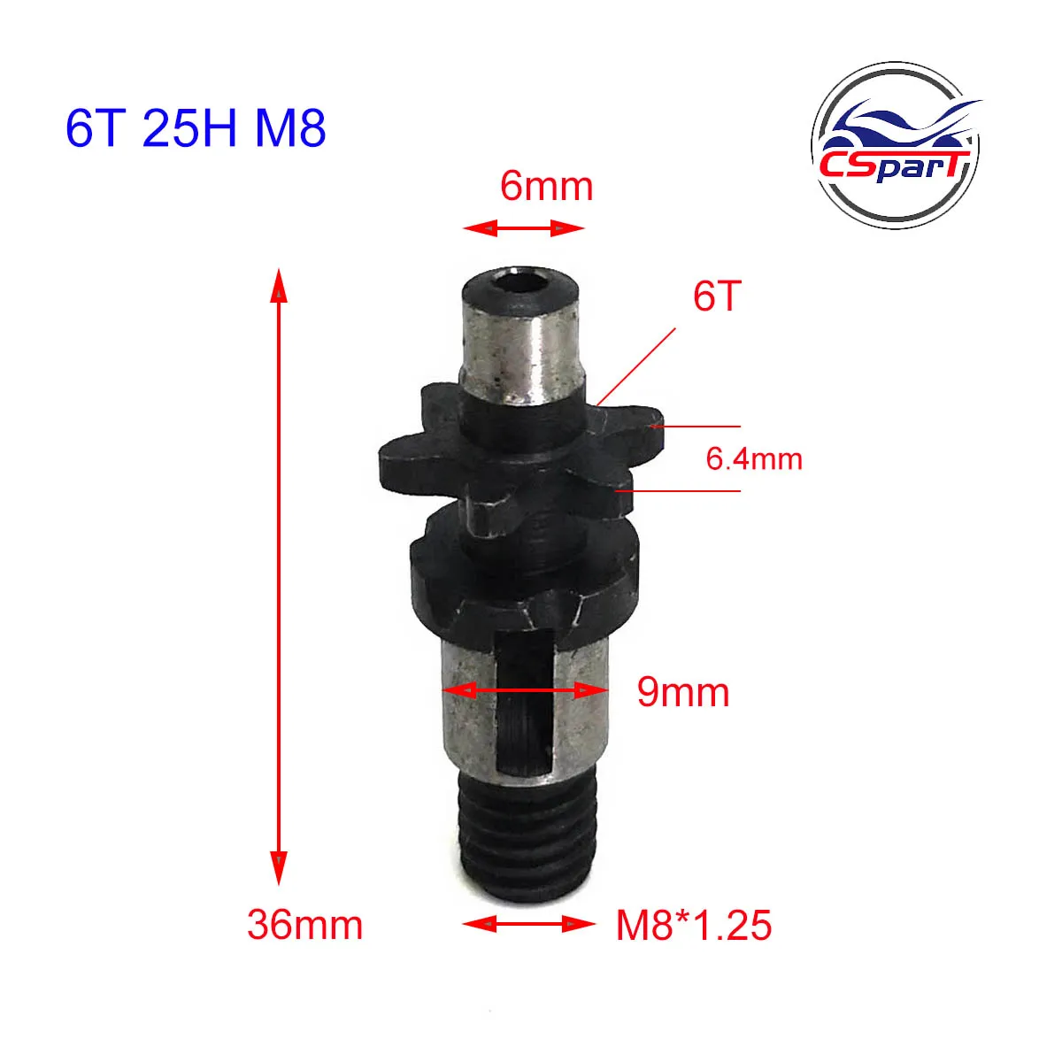 6 7 8 9 6T 7T 8T 9T Tooth Front Pinion Sprocket 39CC Water Cooled B1 MT A4 Mini Moto Bike 25H 6MM Chain 8MM Thread