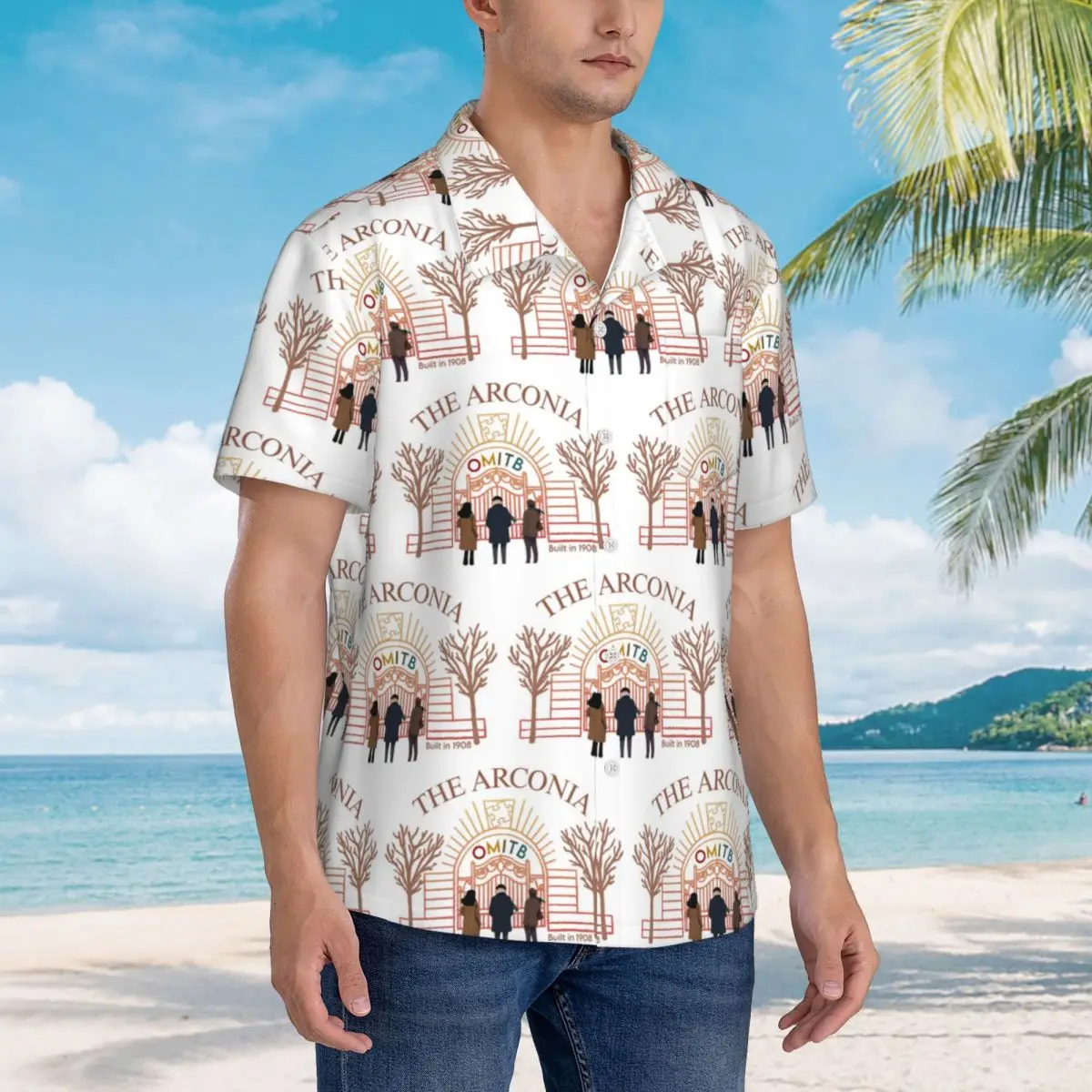 

The Arconia Only Murders In The Building 1908 Hawaiian Shirts Funny Men Short Sleeve Shirt for Summer Beach Men's Lapel Tops