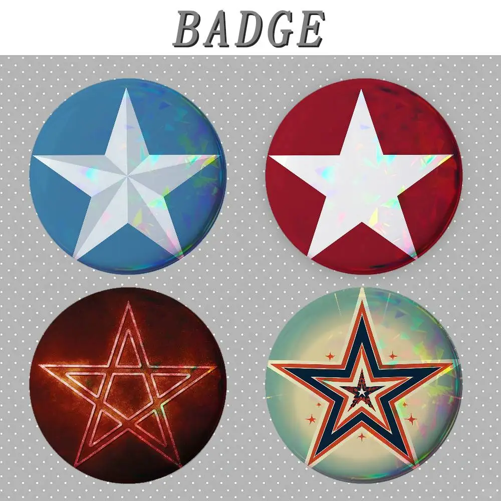 Five-pointed Star Badges Round Brooch Cute Cartoon Idol Cosplay Badges DIY Backpack Clothing Jewelry Pins