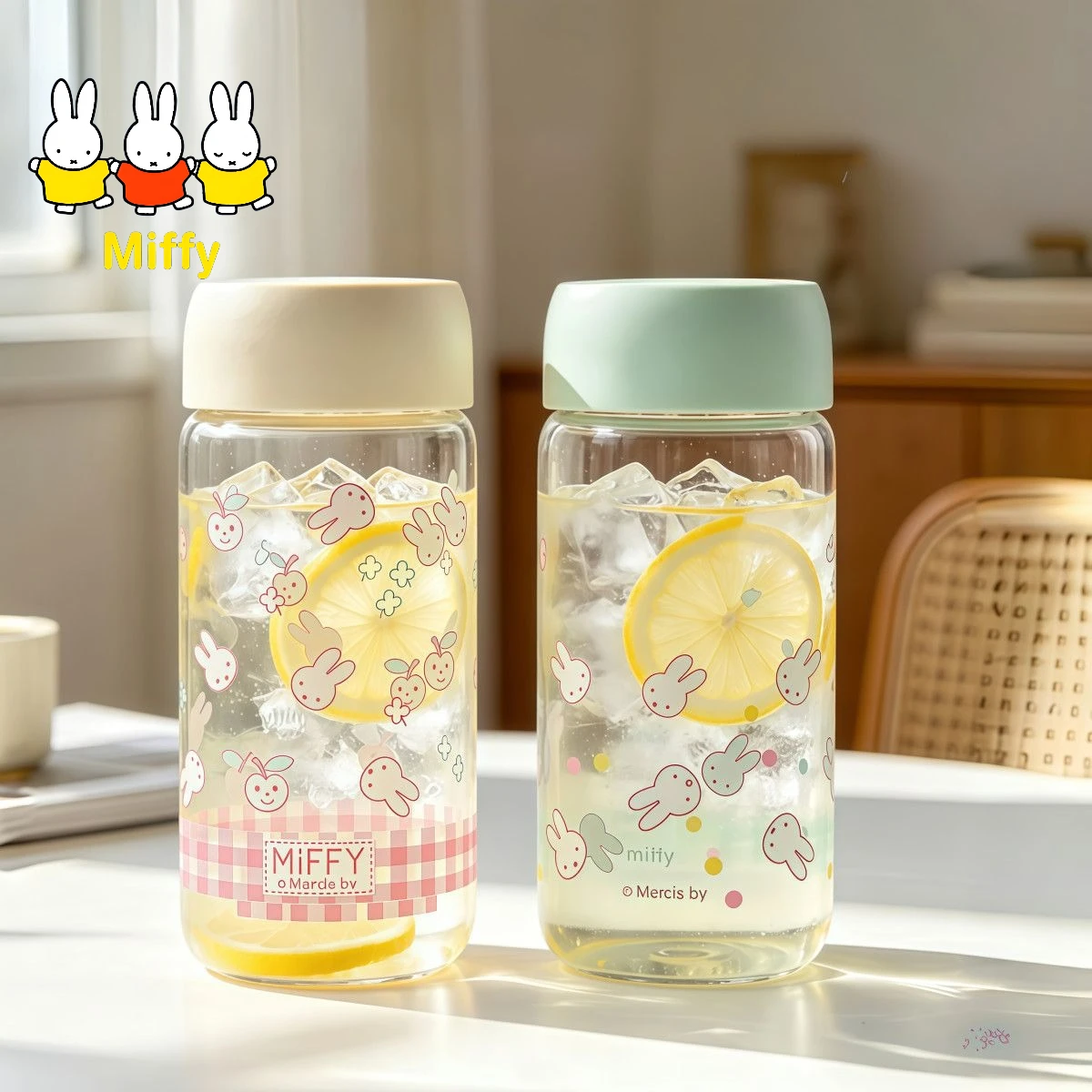 

420ml Kawaii Miffy Water Cup Cute Cartoon Miffy Heat-resistant Tritan Plastic Portable Drinking Water Bottle