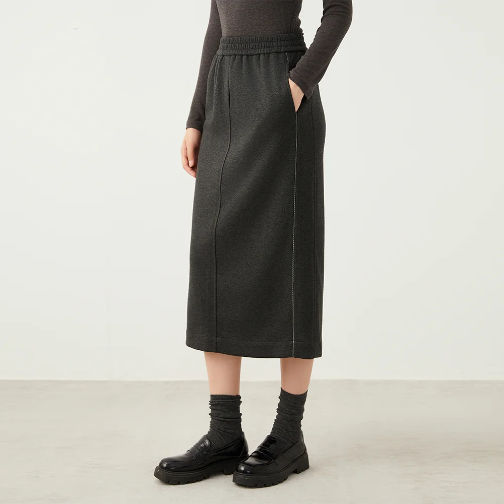 K2507W Luxury Women's Slim Fit Acetate Woolen Skirt High Quality Lady's Wrap Hip Skirt Fashionable Elegant