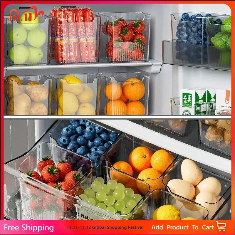 

1PCS Fridge Side Door Storage Box - Kitchen Refrigerator Organizer for Food Vegetables Fruits Eggs - Household Fresh Container