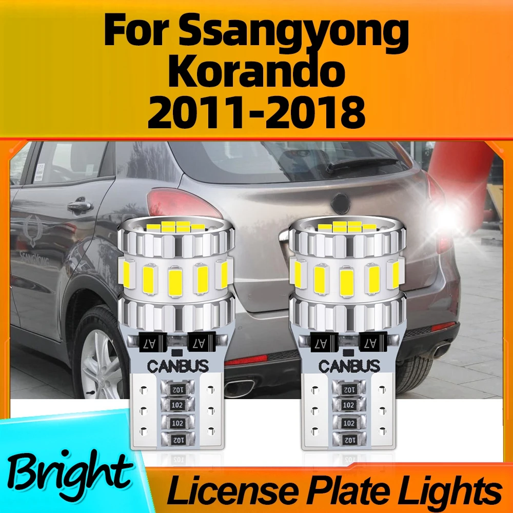 

2Pcs Auto Car Lamp T10 W5W LED License Plate Light Super Bright For Ssangyong Korando 2011 2012 2013 2014 2015 2016 2017 2018