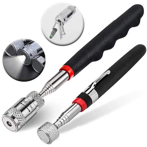 New Magnetic Telescopic Pick-Up Tools Grip LED Light Adjustable Extendable Long Reach Pen Handy Tool for Picking Up Screws Nuts