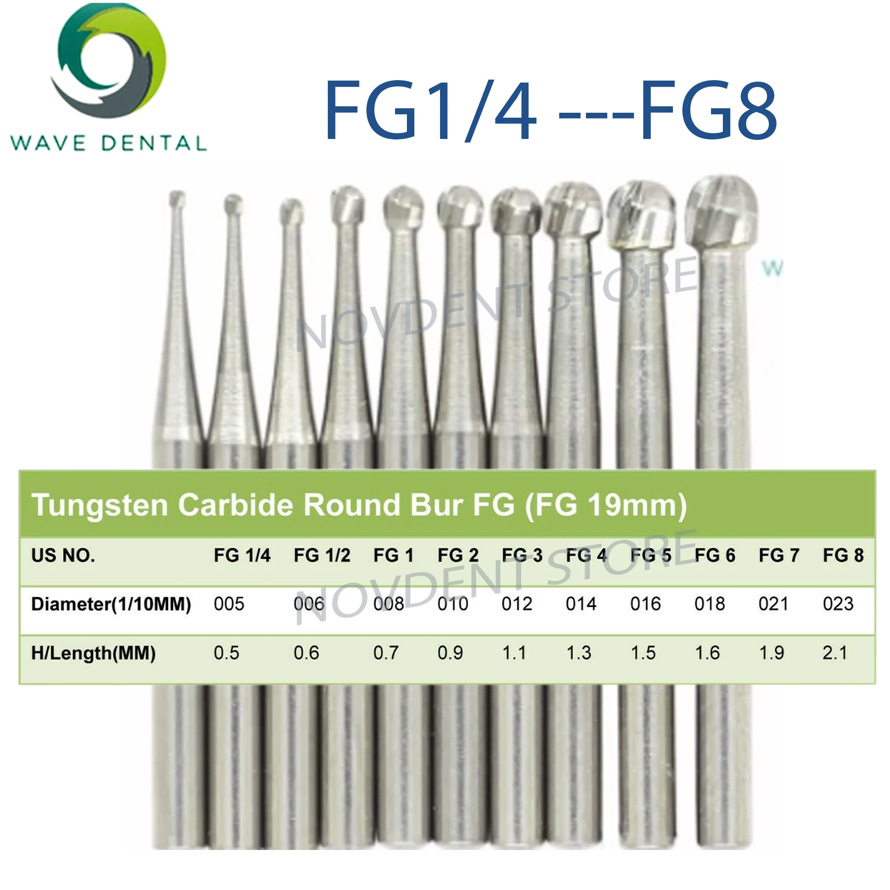 FG WAVE Dental Tungsten Carbide Bur For High Speed Handpiece Diameter: 1.60mm