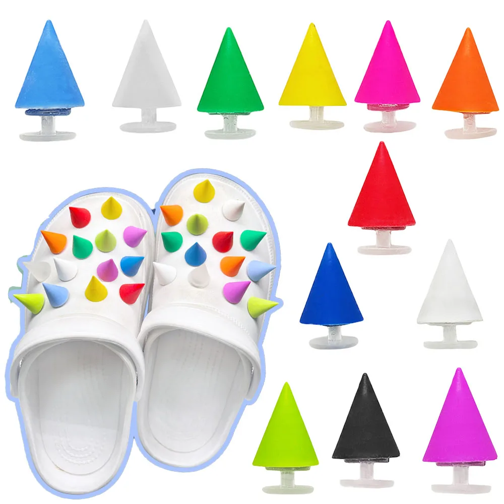 12-50pcs Colorful 3D Rivets Small Cone Series PVC Shoe Charms Accessories DIY Series Detachable Fashion Shoe Decorations Gifts