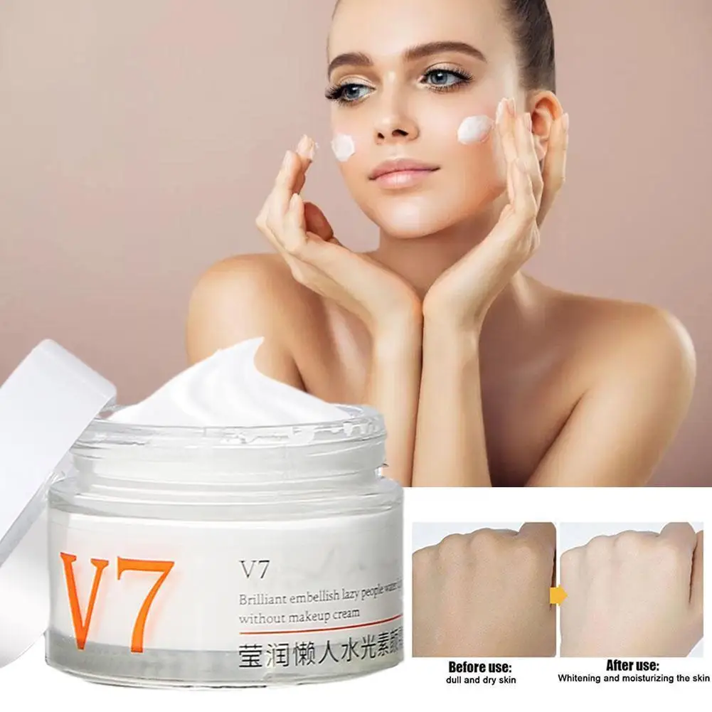 

V7 Lazy Face Cream Deep Moisturizing Lady Brightening 50g Skin Cream Primer Firming Skin Care Brighten Skin Tone