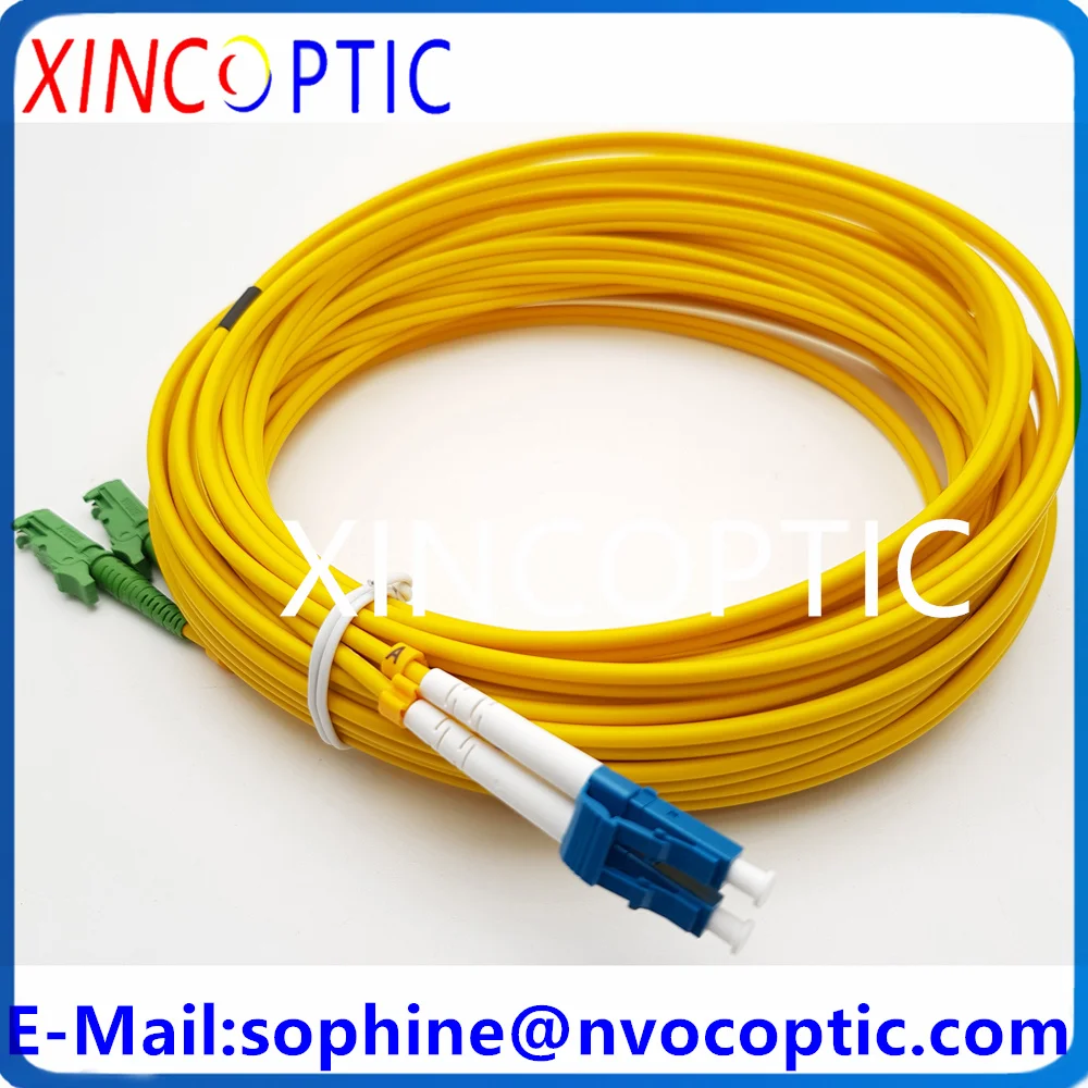 5Pcs Single Mode Duplex G652D E2000APC-LC/UPC 2.0mm 3.0mm 10M Yellow LSZH E2K Fiber Optical Patch Cord/Leads Cable Connector