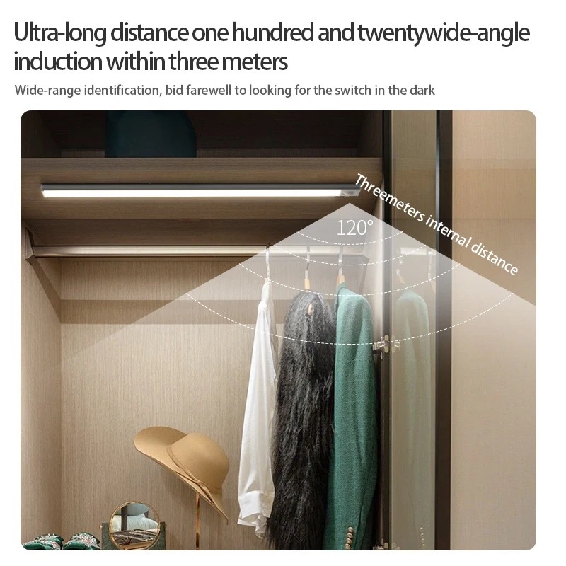 LED Night Light Motion Sensor Wireless USB Cabinet Night Light Wardrobe Lamp For Kitchen Cabinet Bedroom Wardrobe