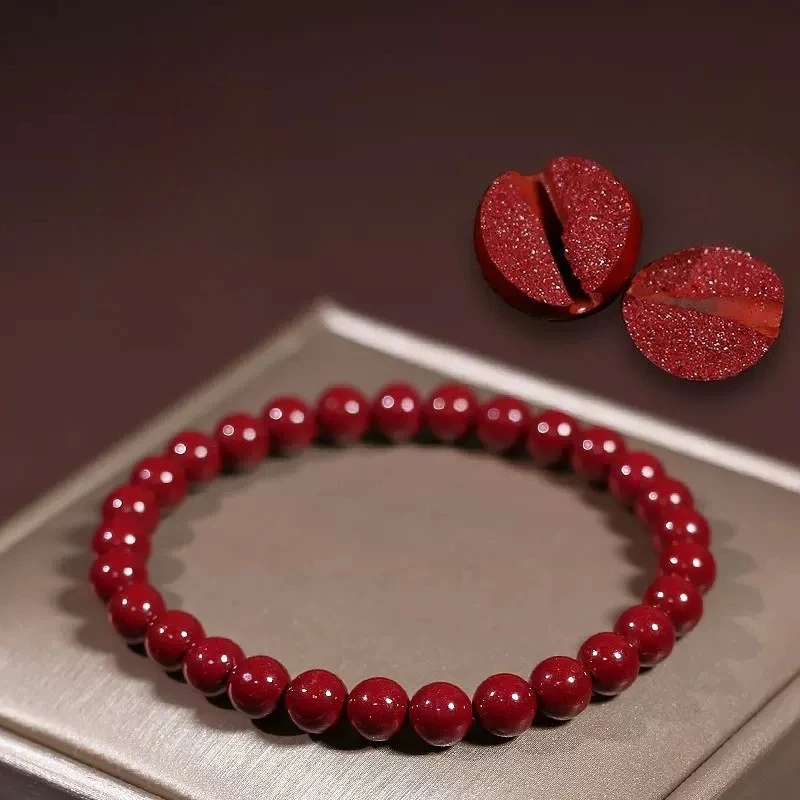 Natural Raw Ore Cinnabar Bracelet, Classic Simple and Versatile Bracelet