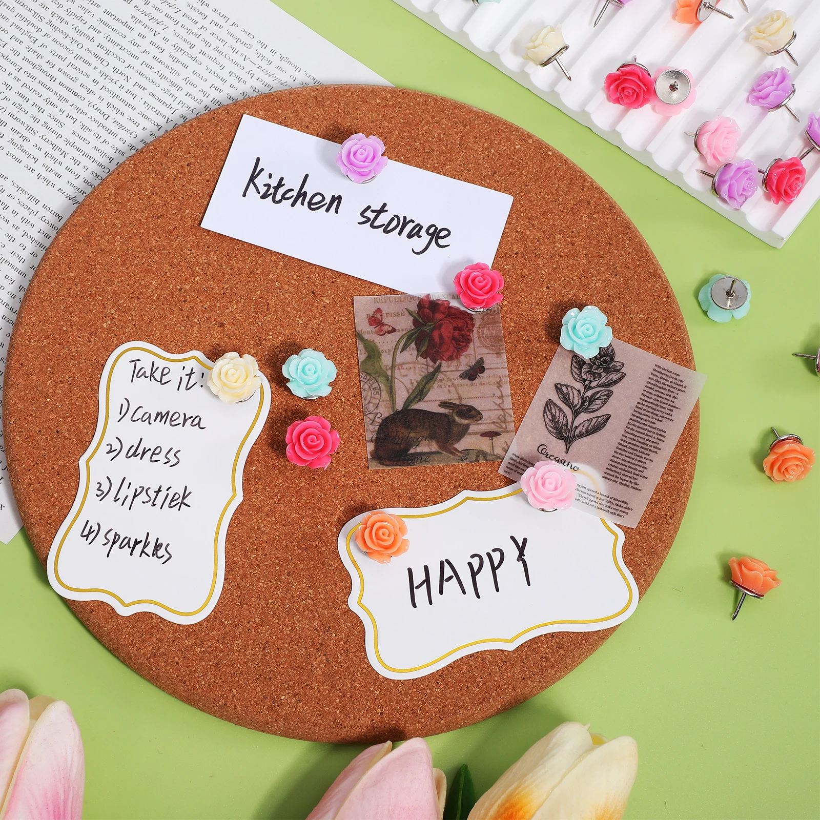 

50 pcs Push Pins Colorful Resin Thumb Tacks for Bulletin Board Cork Wall Decorative Art Fixing Nails Cute Office Supplies