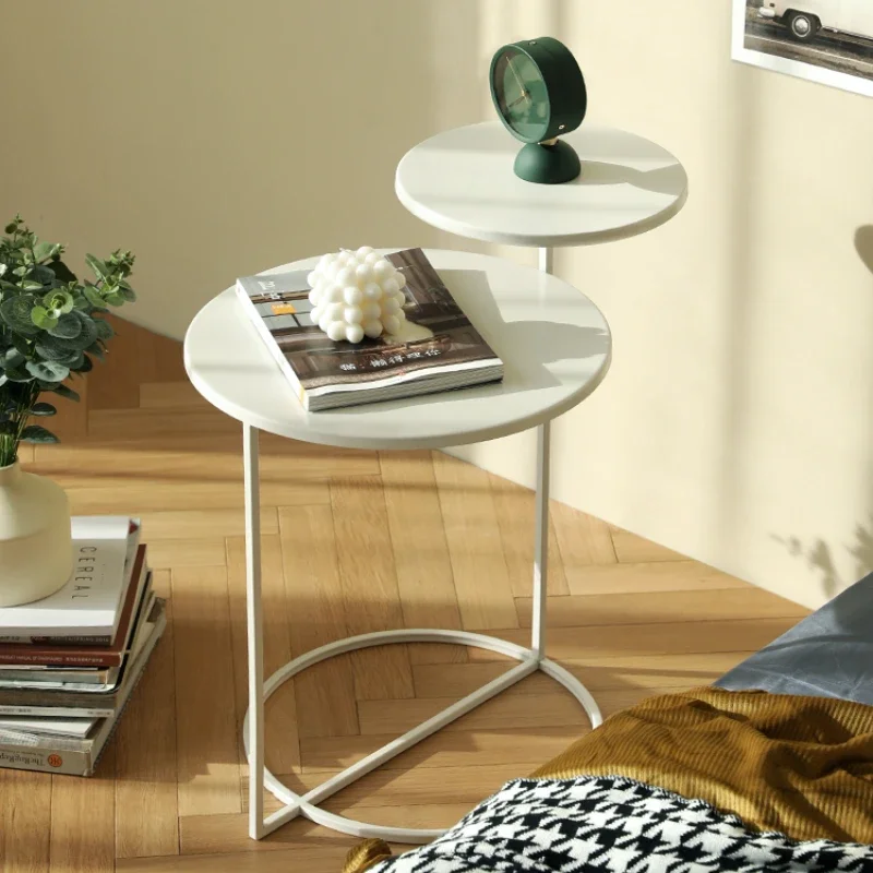 

Nordic Creative Iron Small Side Table Double Layers Luxury Living Room Coffee Table Simple Round Bedside Table Home Furniture