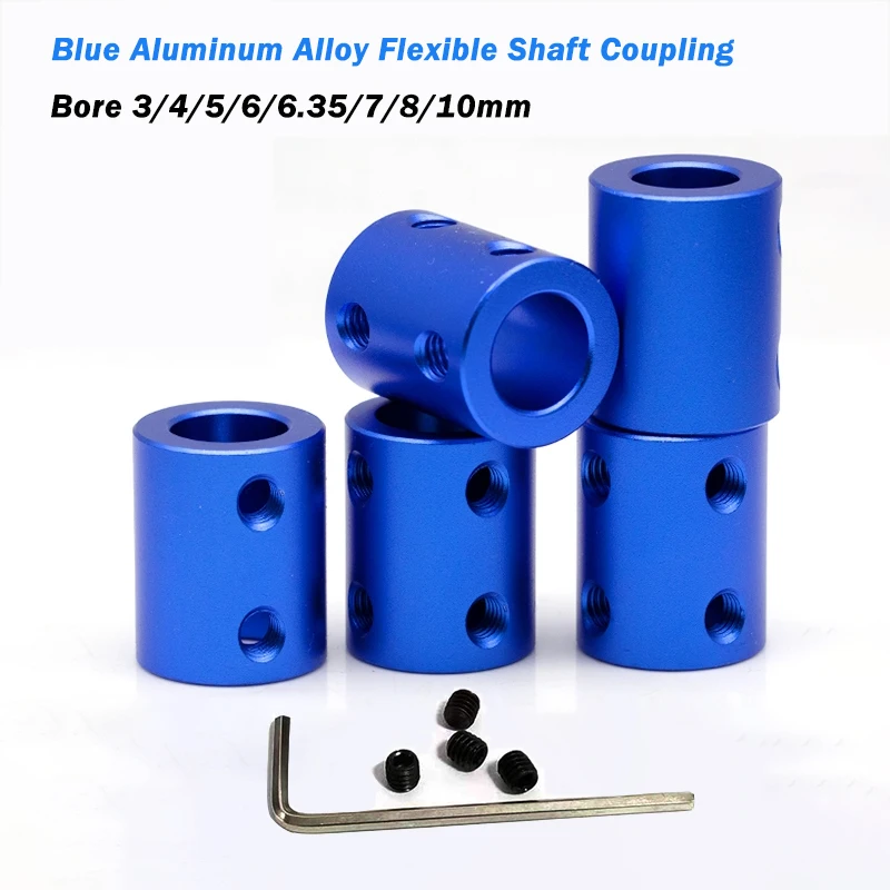 2pcs Blue Aluminum Alloy Flexible Shaft Coupling Bore 3/4/5/6/6.35/7/8/10mm For 3D-printers Motor Couplings Ship Models