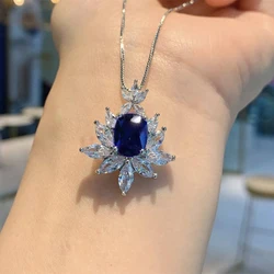 Huitan Gorgeous Women's Pendant Necklace with Blue/Red Cubic Zirconia Elegant Wedding Party Female Accessories Fashion Jewelry