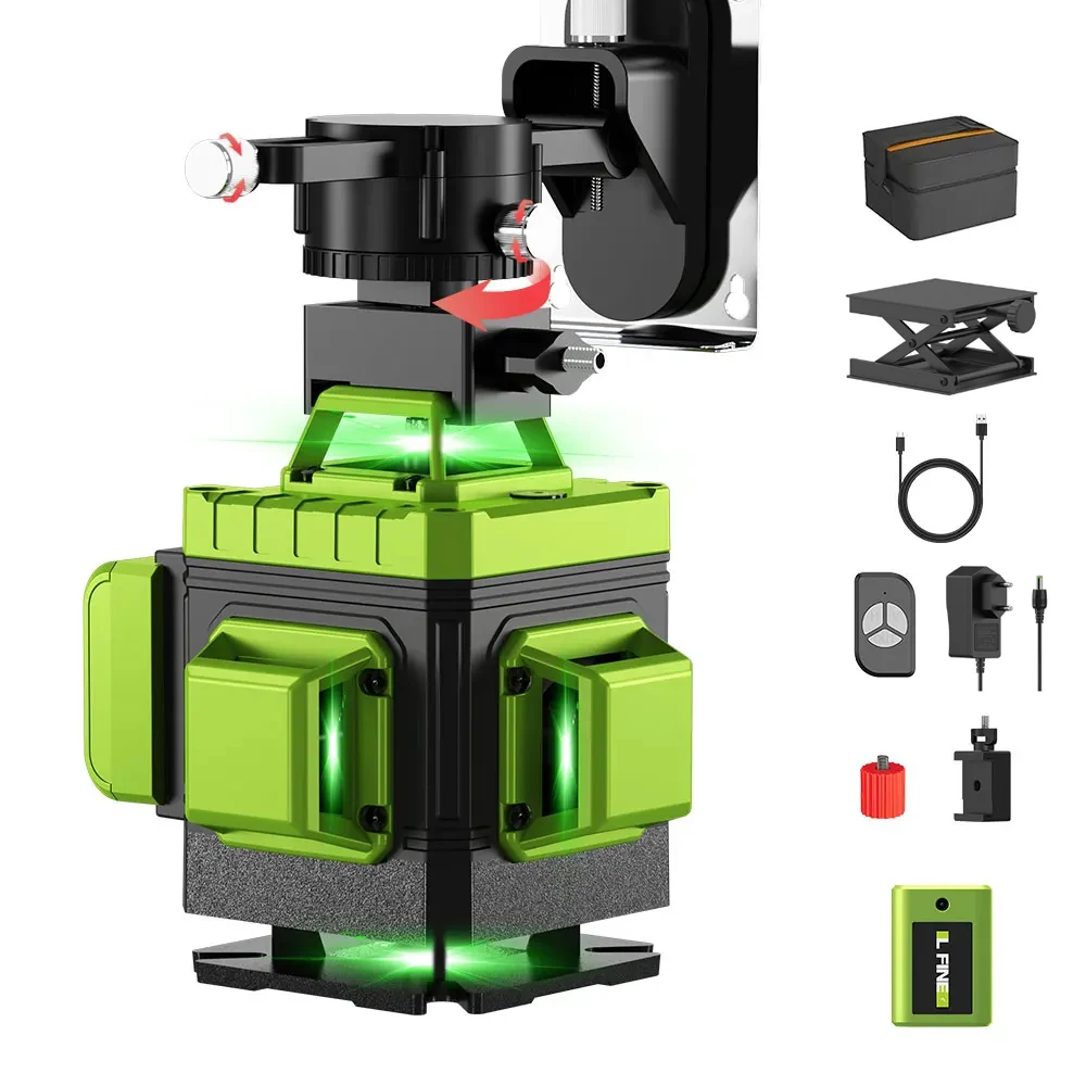 Lfine 12 Lines 16 Lines Professional Laser Level Horizontal Vertical Green Laser Automatic 360°Self-Leveling Nivel Laser Tool