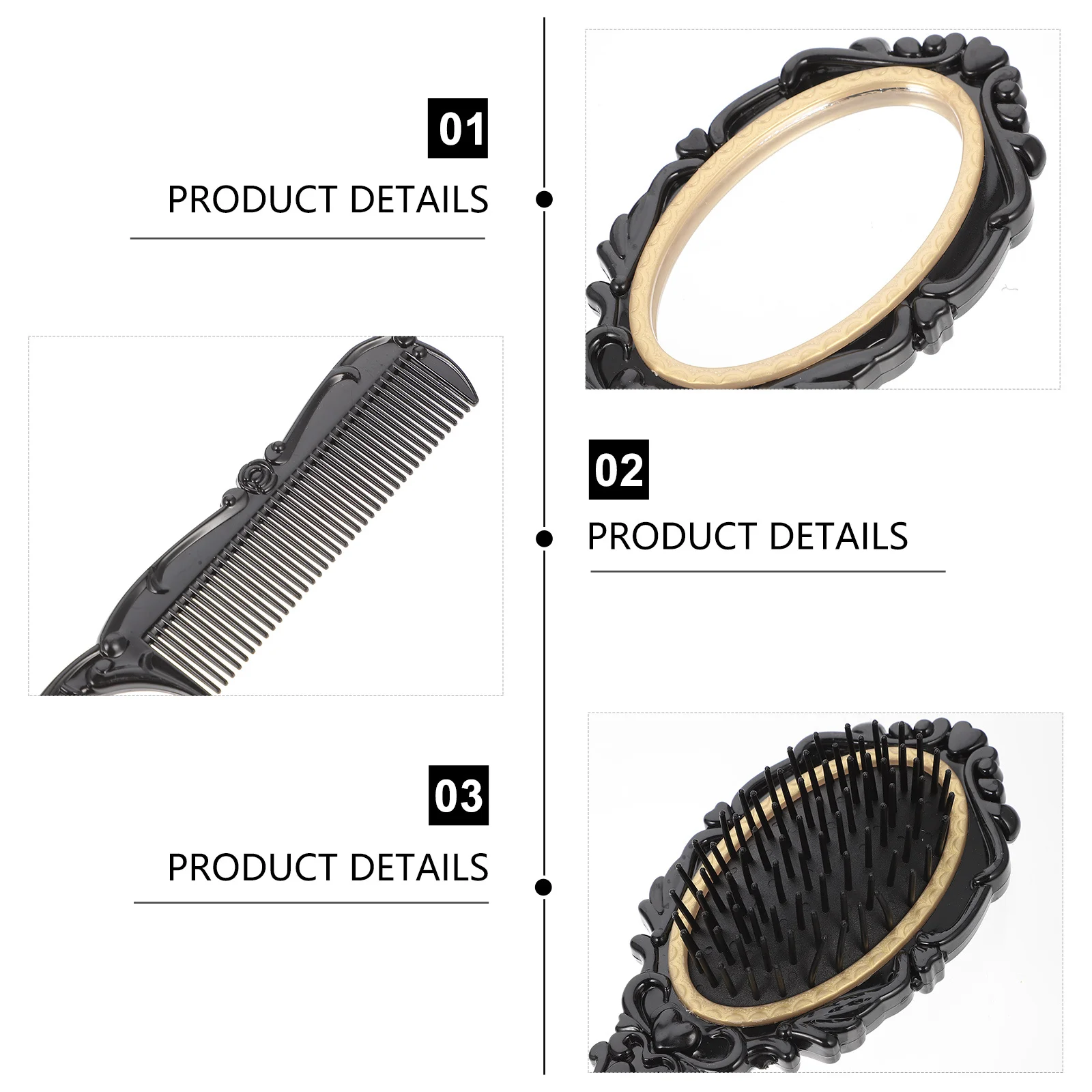 

1Set Anti-Static Airbag Comb Mirror Set Hair Brush Massage Tool Comfortable Grip Salon Home Scalp Care Detangle Brush