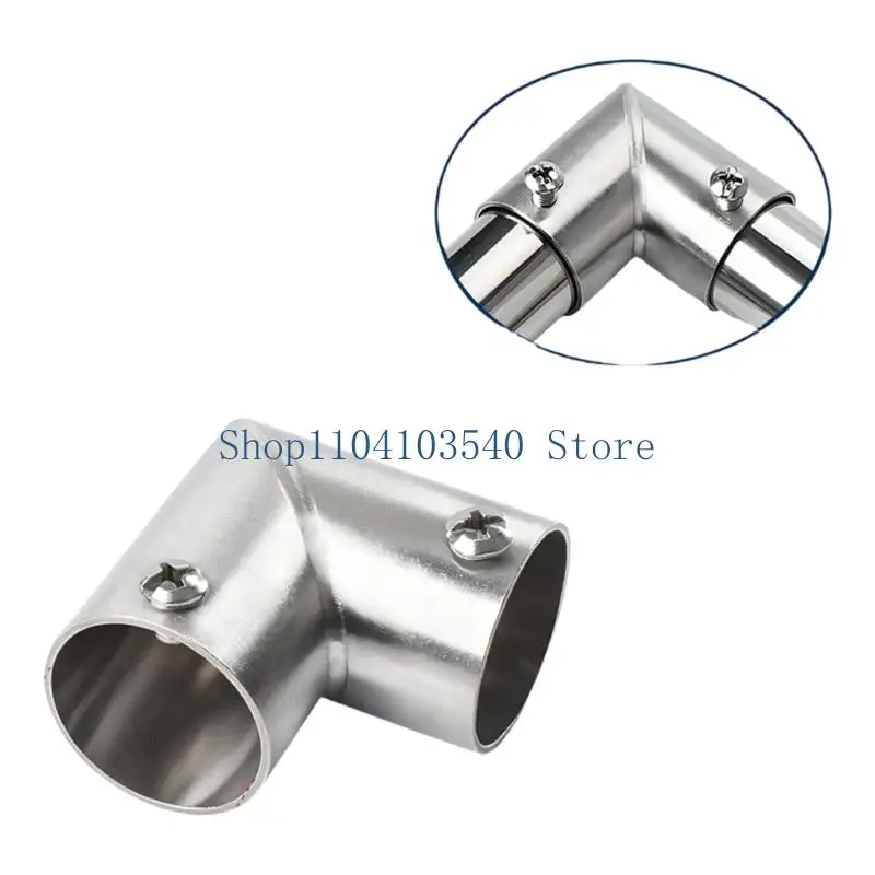 02DC Stainless Steel Round Tube Connector Replacement Connection Fastener Fixed Joint 3 Way Elbow Pipe Fitting Easily Install