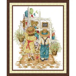 Joy Sunday Pre-printed Cross Stitch Kit  Easy Pattern Aida  Stamped Fabric Embroidery Set-Toy Store