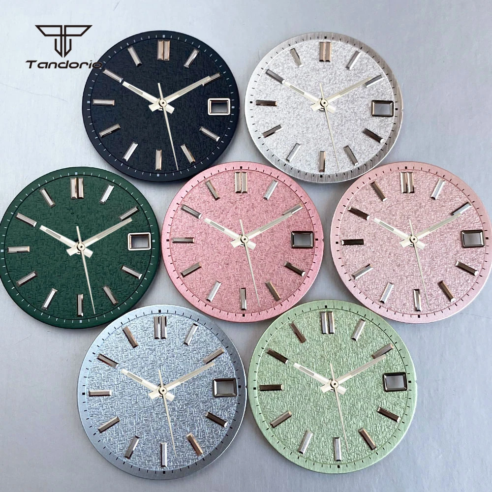 28.5mm NH35 Watch Dial Sterile Textured Face with Date Window Accessories Fit for NH35 Wristwatch Mod Parts Multicolor