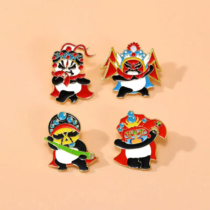Opera Face-Changing Pin Traditional Chinese Intangible Cultural Heritage Art Brooch Fashion Metal Enamel Badge Jewelry Accessory