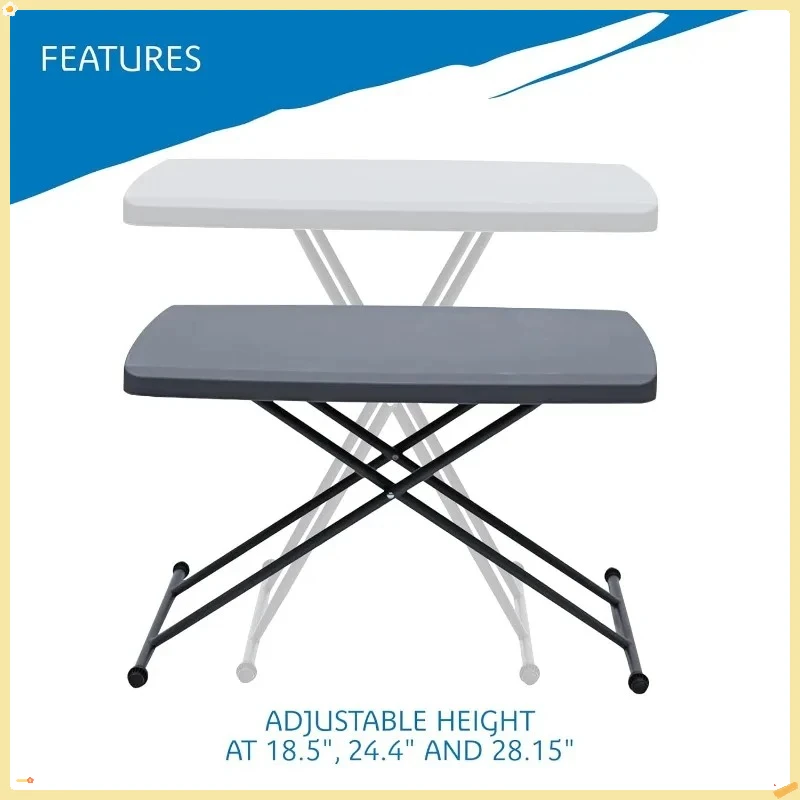 Mesa dobrável pessoal clássica resistente (altura ajustável) + mini fritadeira de ar de 2,1 Qt