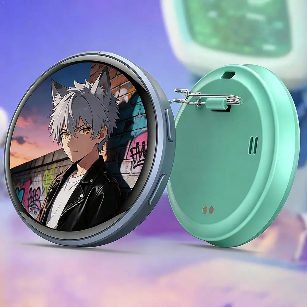 1.5 inch Anime E-Badge Dynamic Electronic Badge Anime Merchandise Digital Display Badge Dynamic Gifts For Otaku Fans Friends