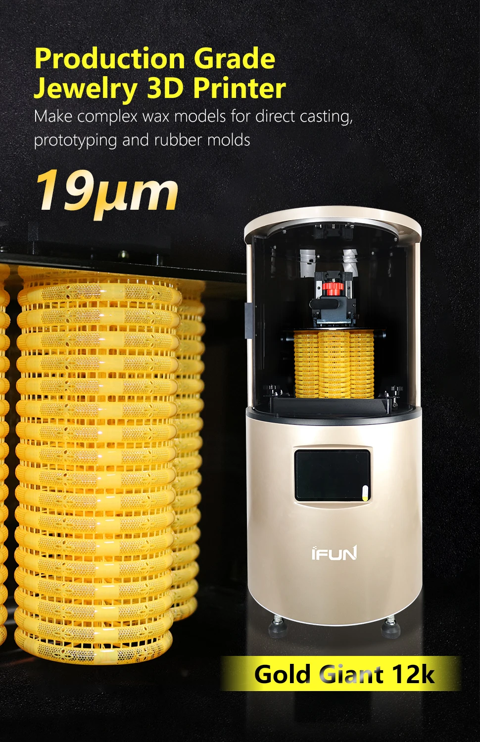 IFUN 자이언트 전문 산업용 LCD 3D 프린터 기계, 보석 주조 송진, 고정밀, 12k