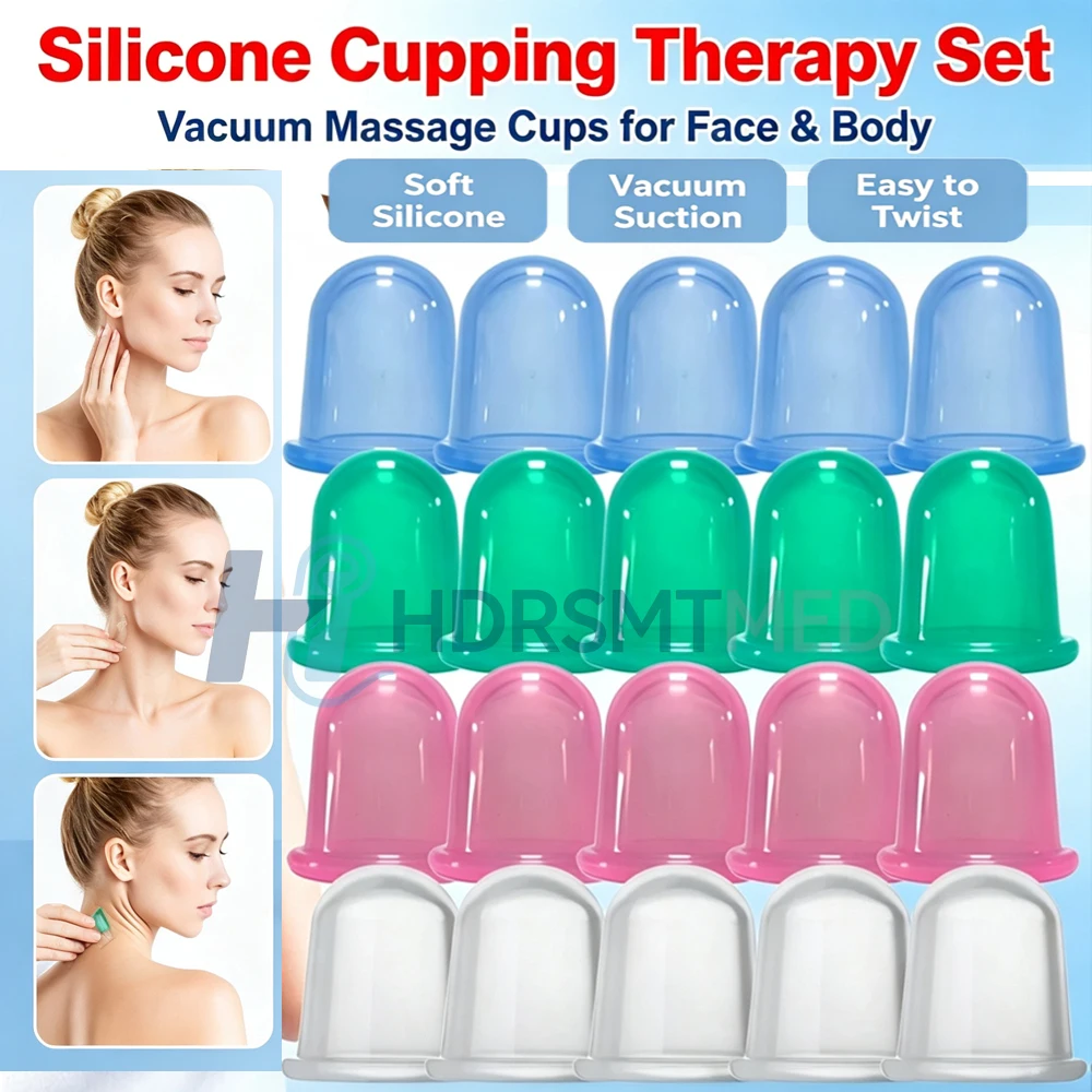 Health Wellness Home Care - 5-teiliges Anti-Cellulite Medizinisches Silikon-Vakuum-Schröpftherapie-Set für Rücken-,