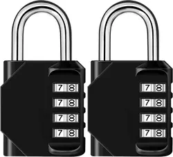 2Pack Combination Lock Resettable 4 Digit Padlock with Combination, Waterproof and Heavy Duty Combination Padlock Outdoor for Sc