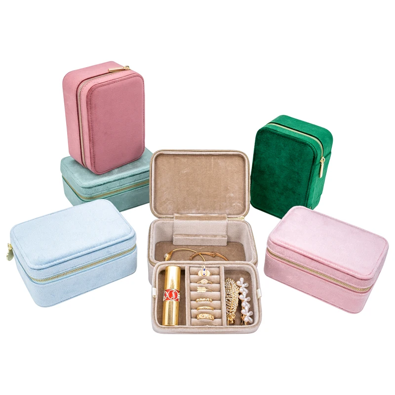 

Factory Wholesale Jewellery Storage Box With Zipper Custom Velvet Jewelry Case