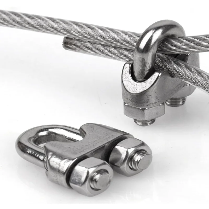 Stainless Steel Cable Clamps Wire Rope Fixing Clip U-Bolt Waterproof Saddle Sling Clips Fastener Clothesline Tightener Hardware