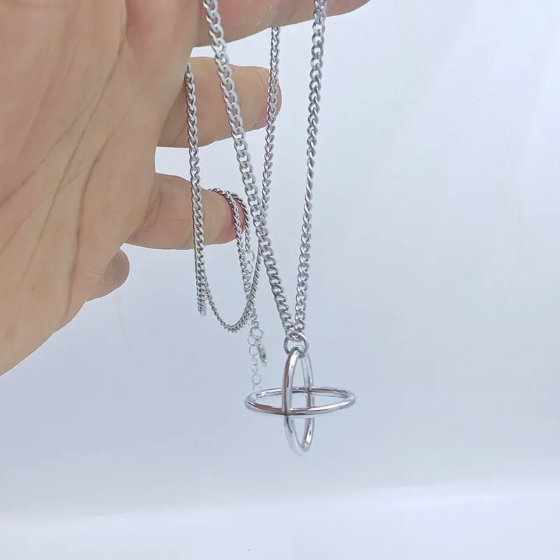 ربط انقر فوق قلادة للنساء تأثيري ليو شياو القلائد الإناث الاتجاه الرقبة فضي اللون موضة الأزواج اكسسوارات هدايا الحفلات